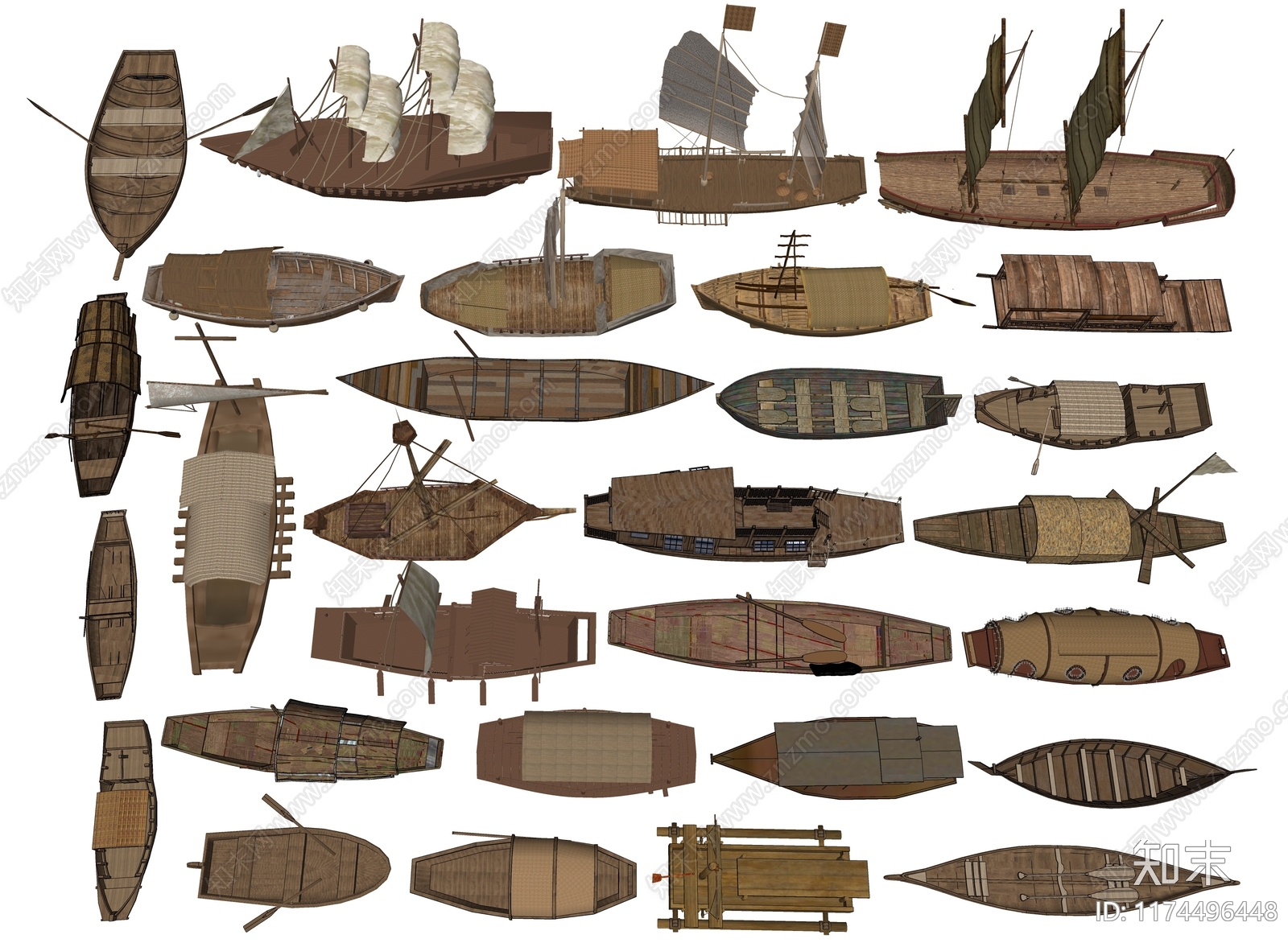 中式木船SU模型下载【ID:1174496448】
