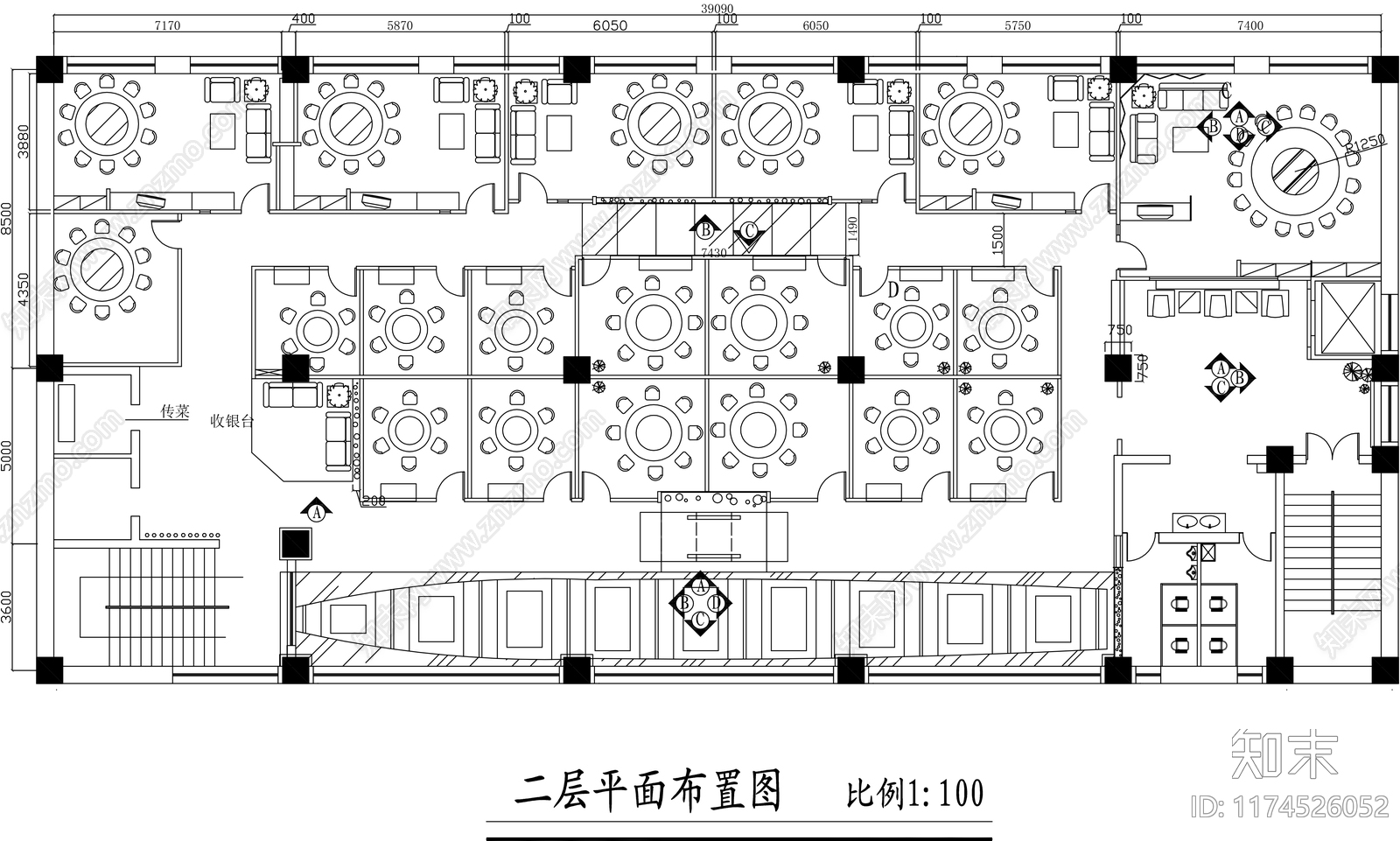 中式火锅店cad施工图下载【ID:1174526052】