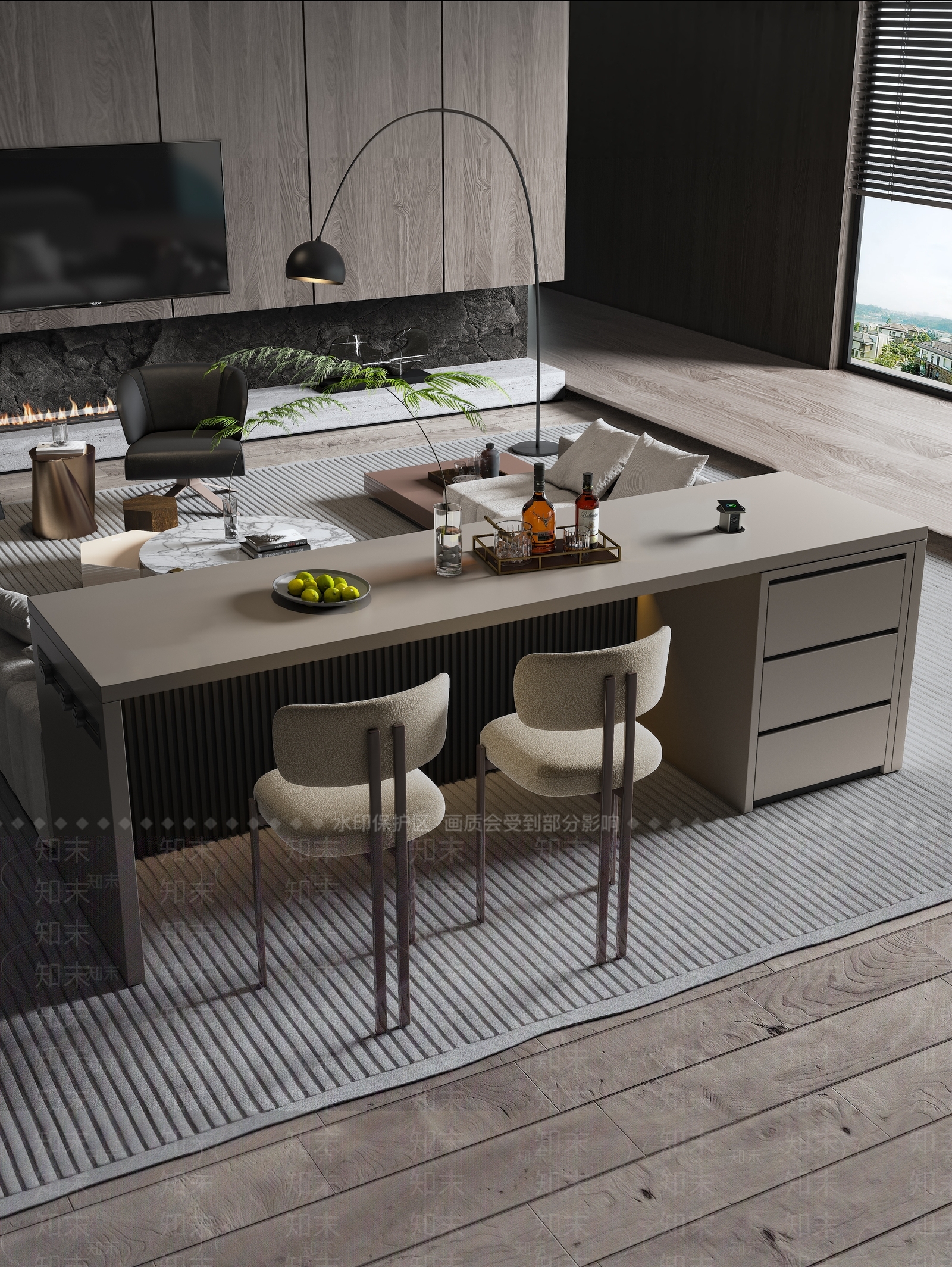 现代家居客厅3D模型下载【ID:1174529809】