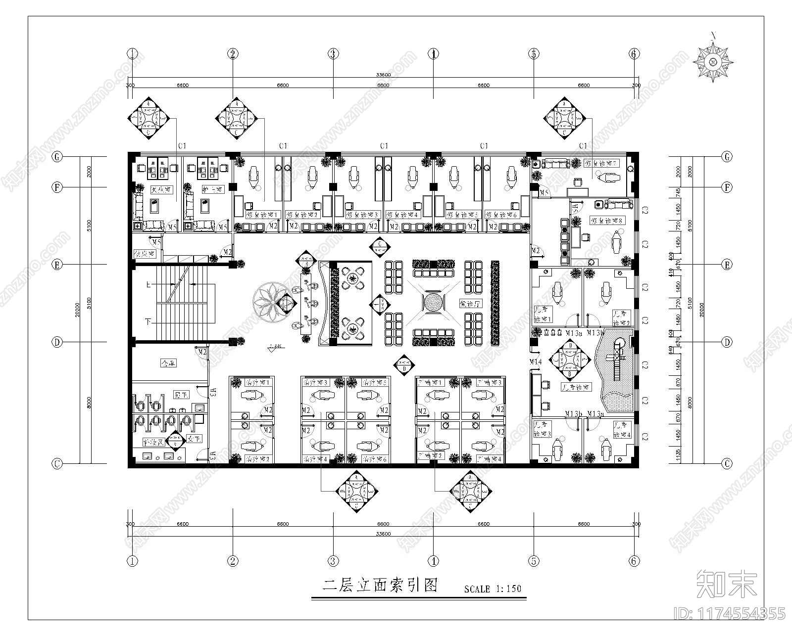 现代医院cad施工图下载【ID:1174554355】