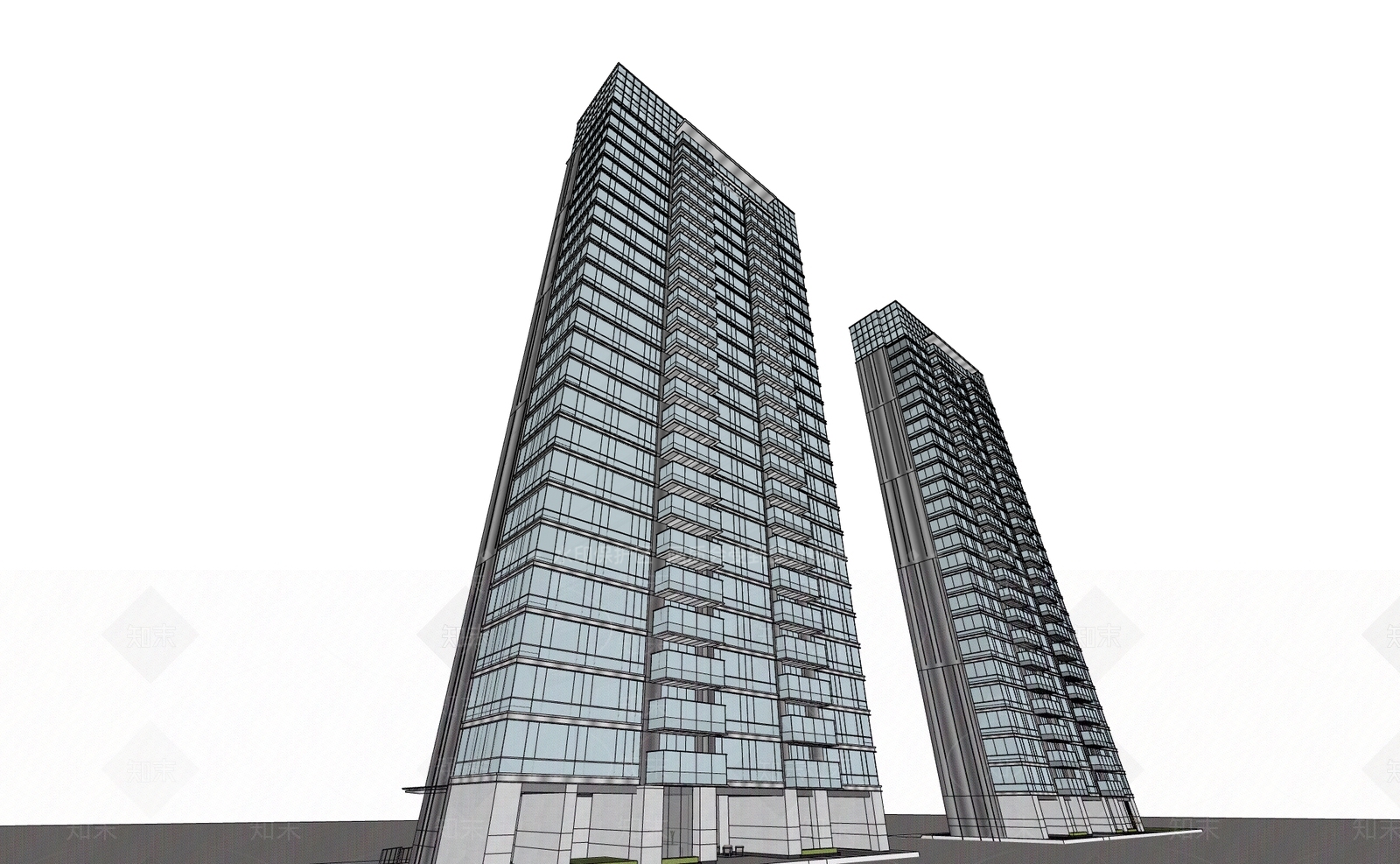 现代高层住宅SU模型下载【ID:1174562678】