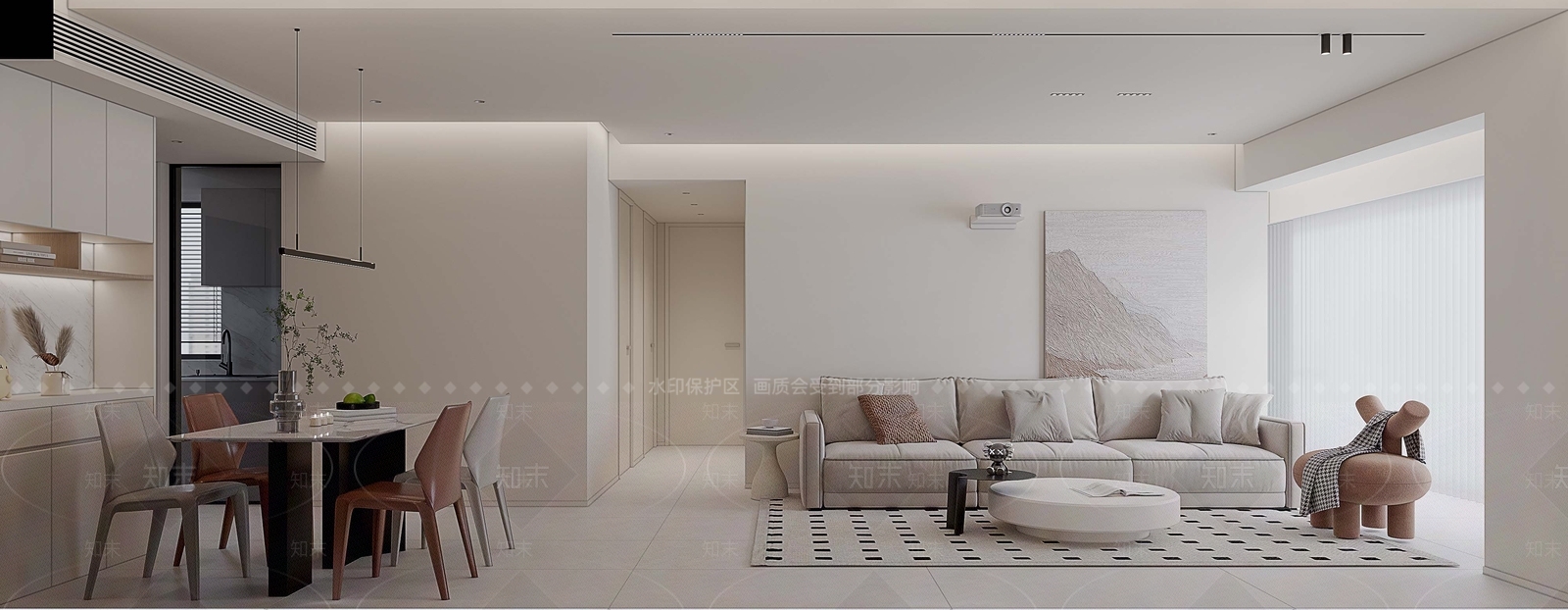 北欧现代家居客厅3D模型下载【ID:1174578692】