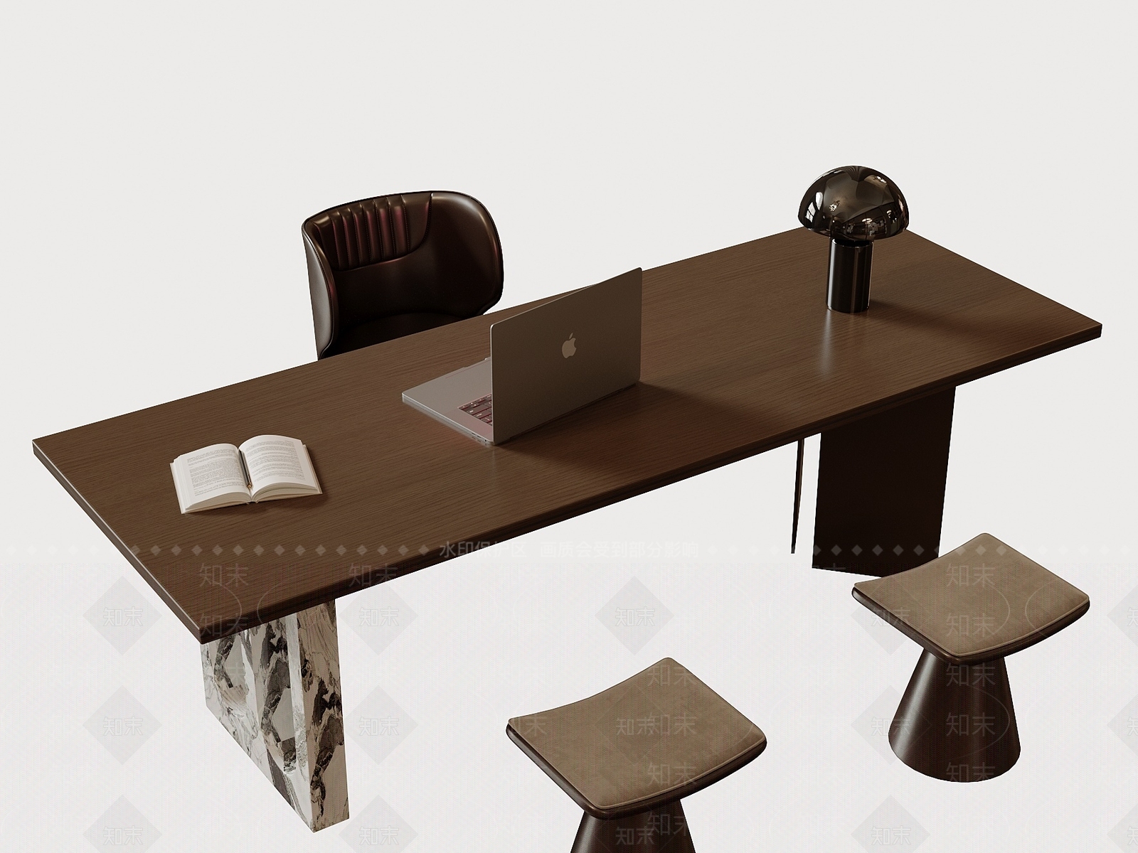 现代意式书桌椅3D模型下载【ID:1174593105】