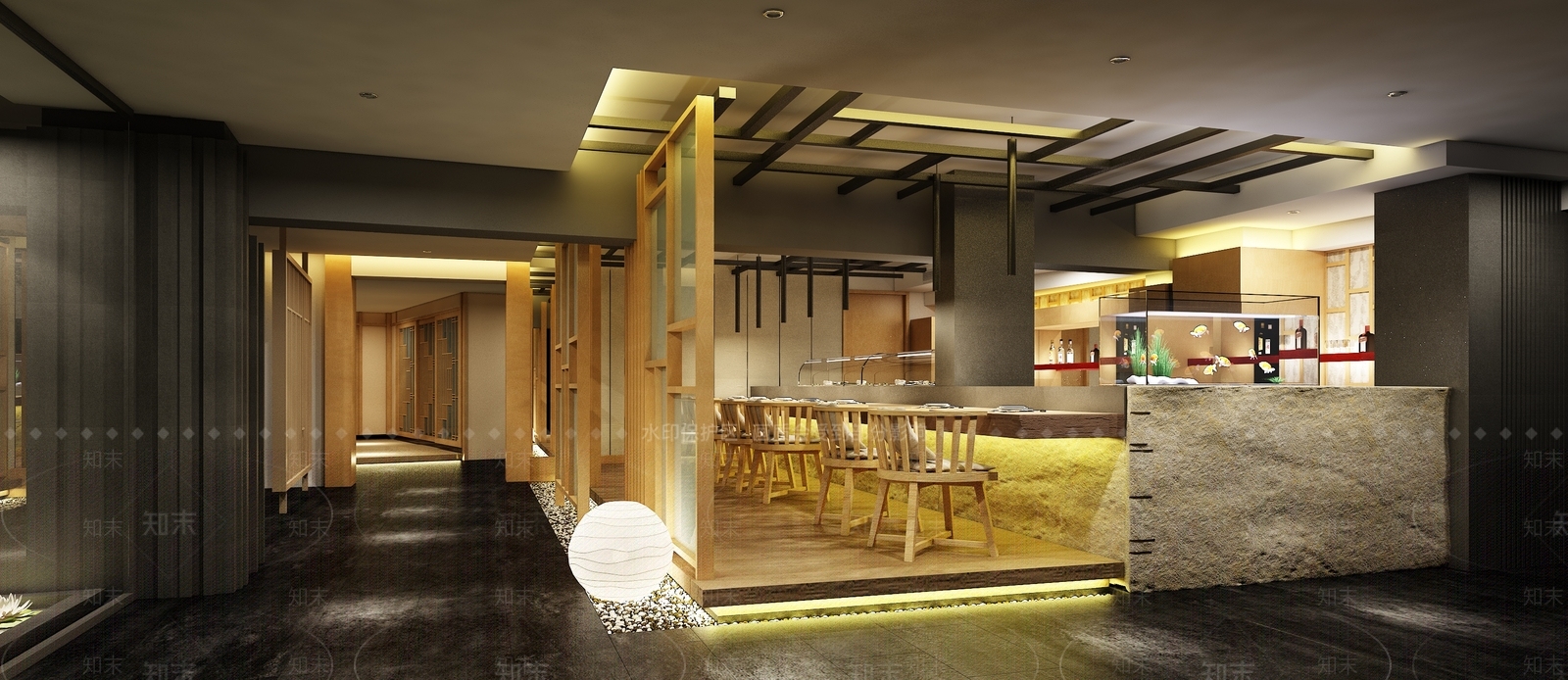 复古原木中餐厅3D模型下载【ID:1174602169】