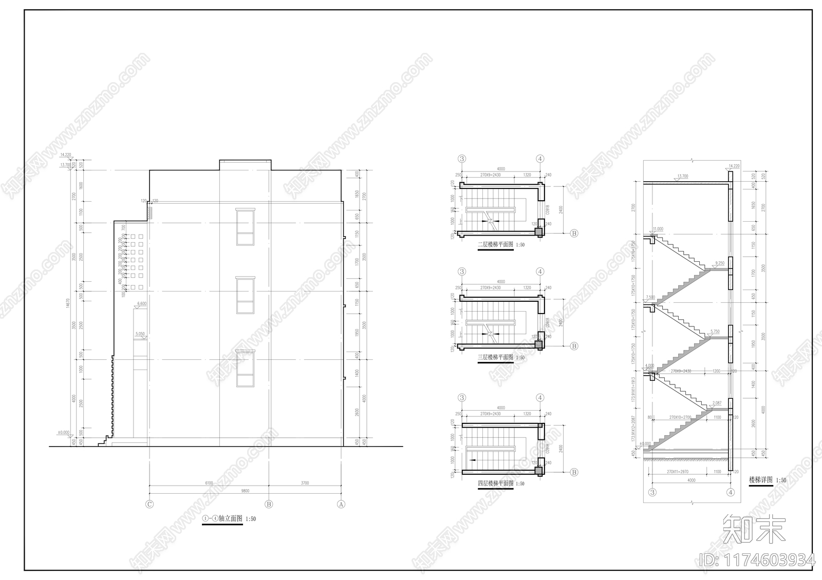 现代别墅建筑cad施工图下载【ID:1174603934】