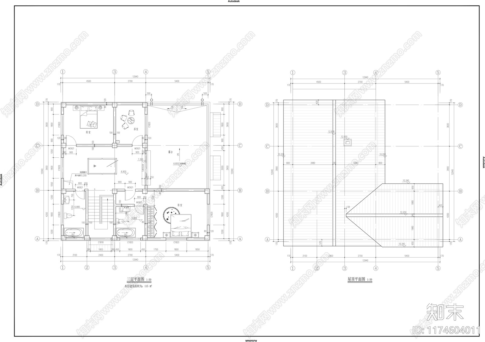 现代别墅建筑cad施工图下载【ID:1174604011】