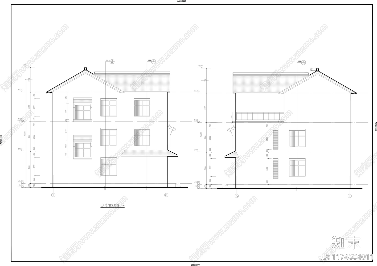 现代别墅建筑cad施工图下载【ID:1174604011】