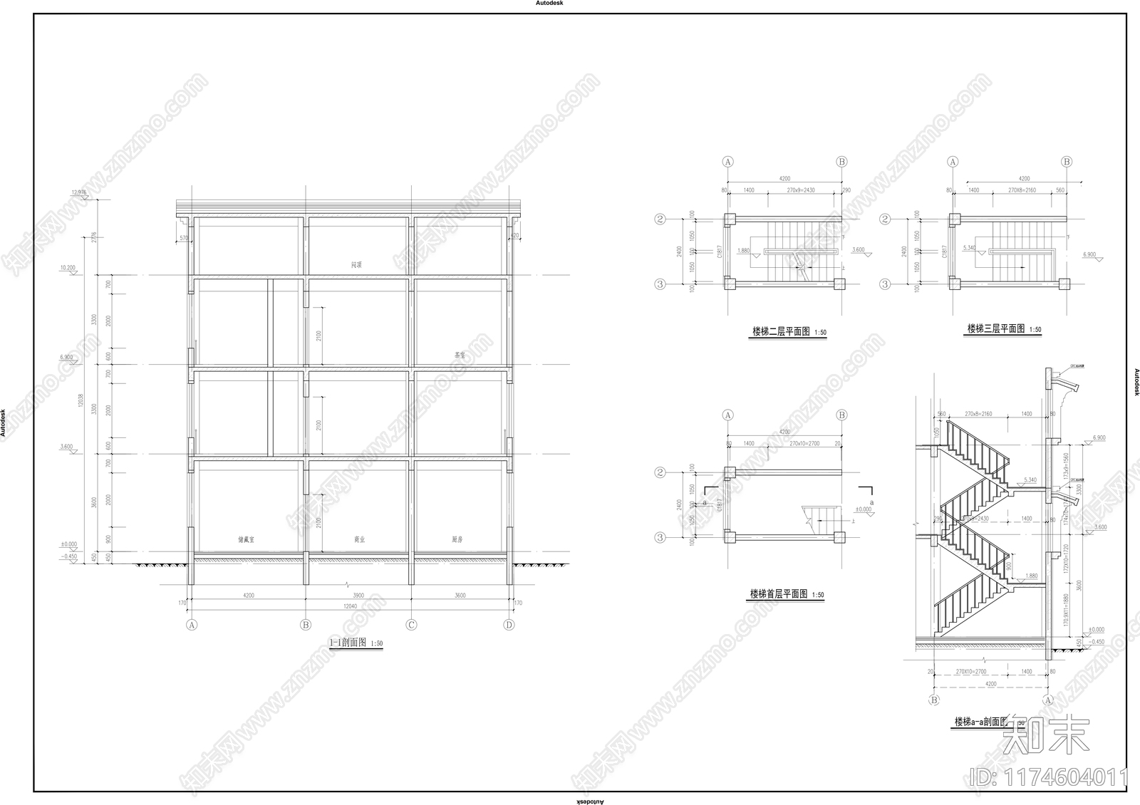 现代别墅建筑cad施工图下载【ID:1174604011】