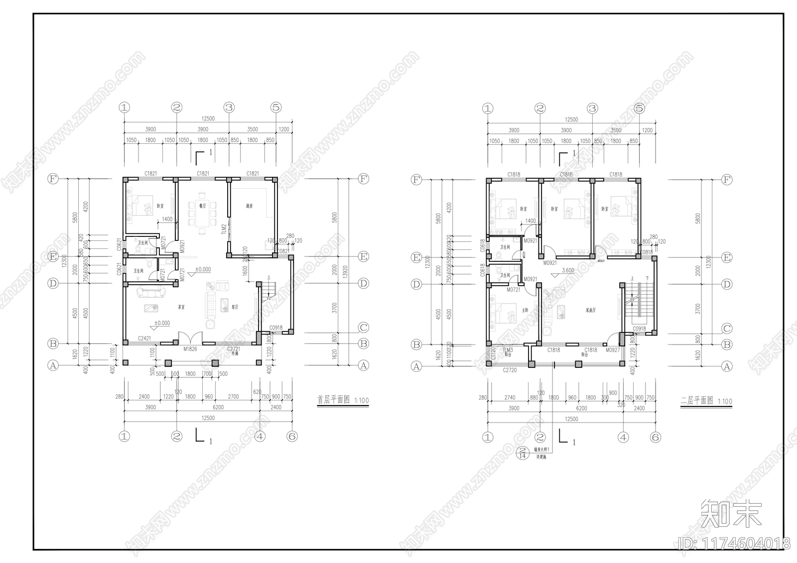 现代别墅建筑cad施工图下载【ID:1174604018】