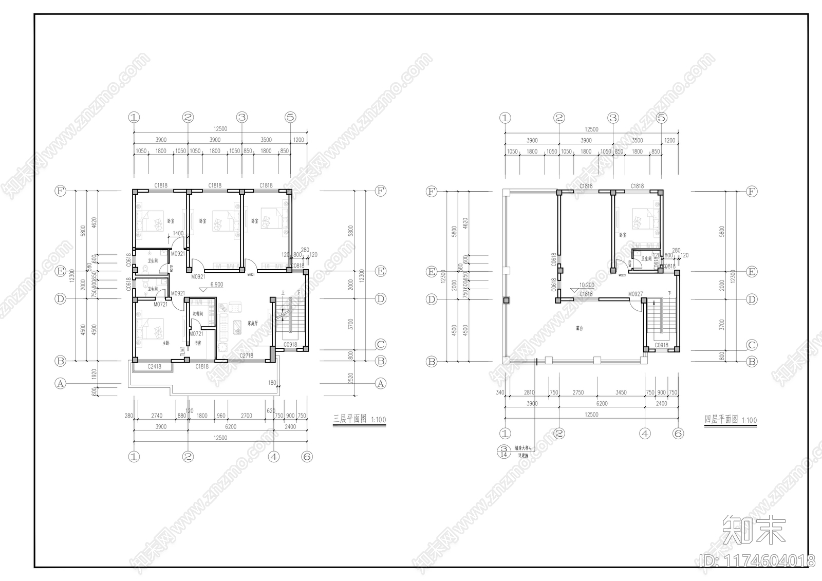 现代别墅建筑cad施工图下载【ID:1174604018】