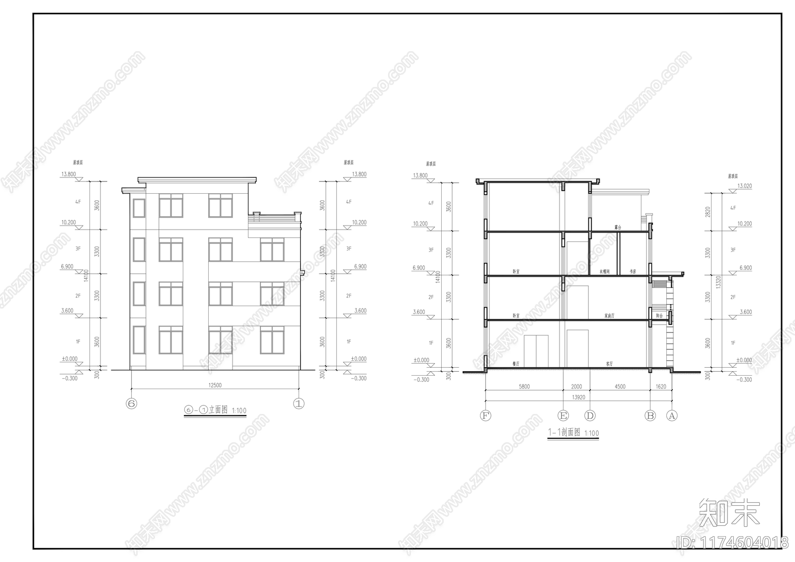 现代别墅建筑cad施工图下载【ID:1174604018】