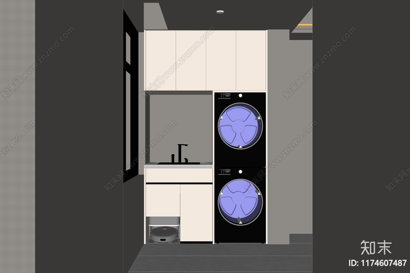 现代洗衣机柜SU模型下载【ID:1174607487】