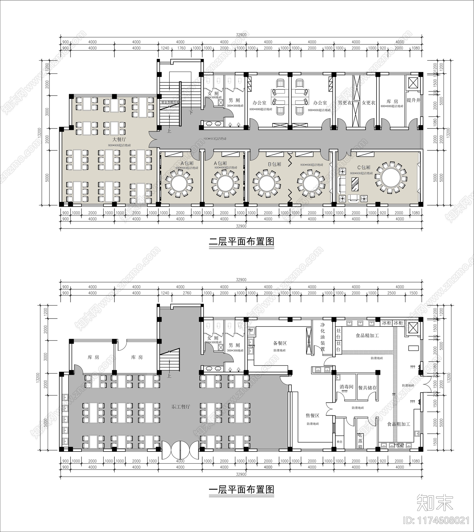 现代食堂cad施工图下载【ID:1174608021】