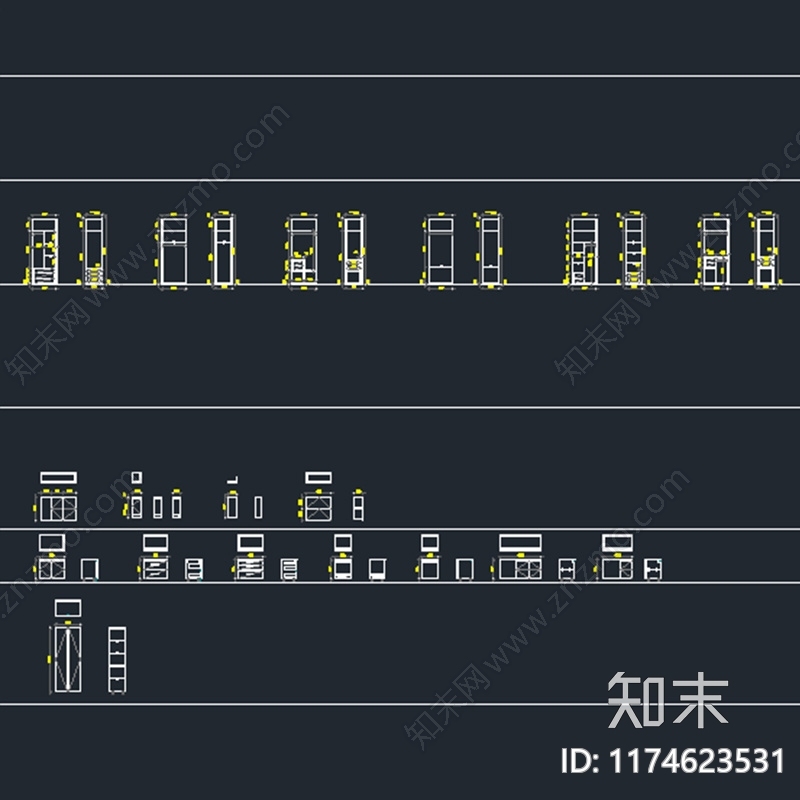 现代柜子cad施工图下载【ID:1174623531】