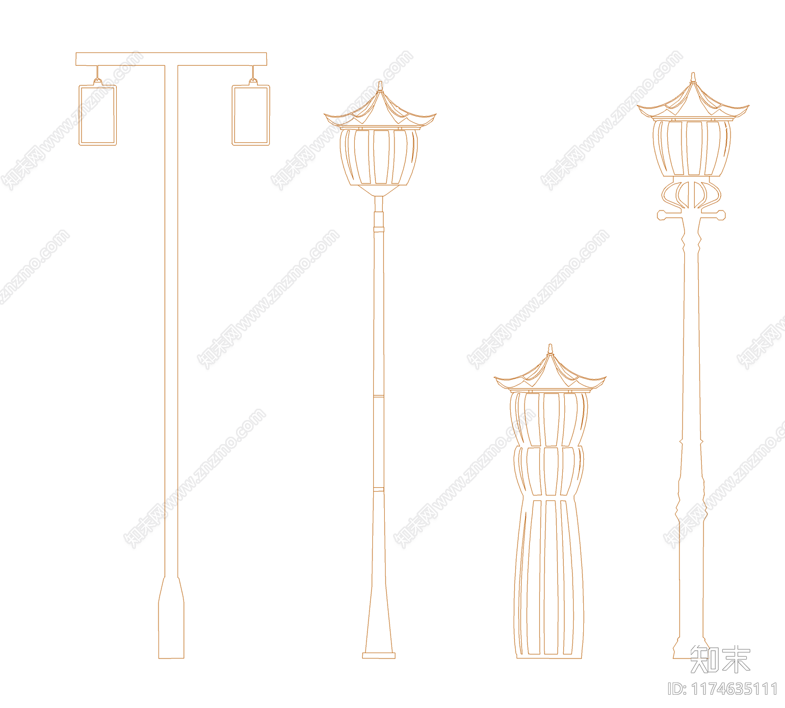 新中式灯具图库施工图下载【ID:1174635111】