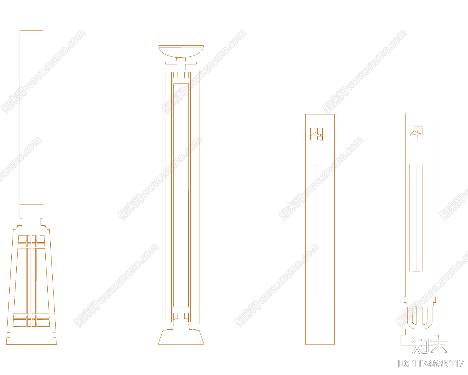 新中式灯具图库cad施工图下载【ID:1174635117】