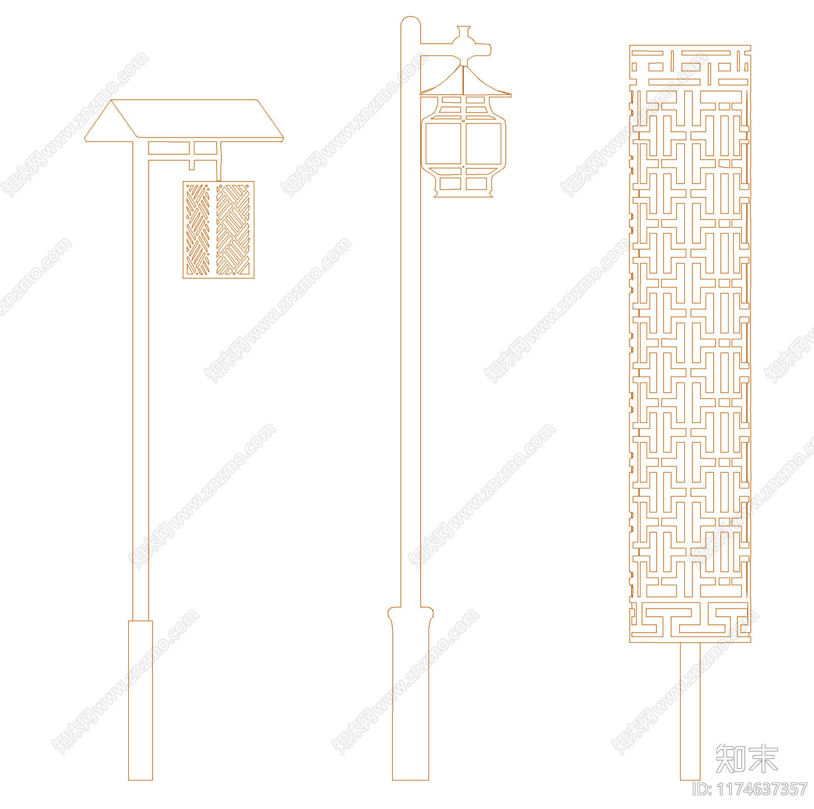 新中式灯具图库施工图下载【ID:1174637357】