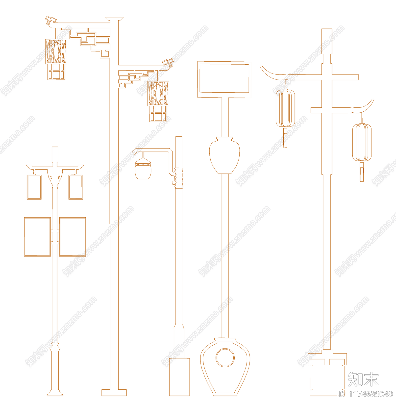 新中式灯具图库施工图下载【ID:1174639049】