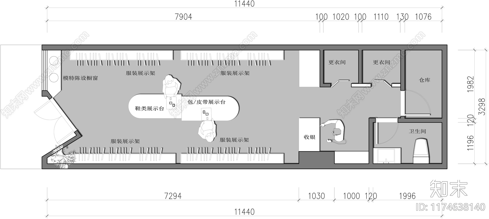 现代服装店cad施工图下载【ID:1174638140】