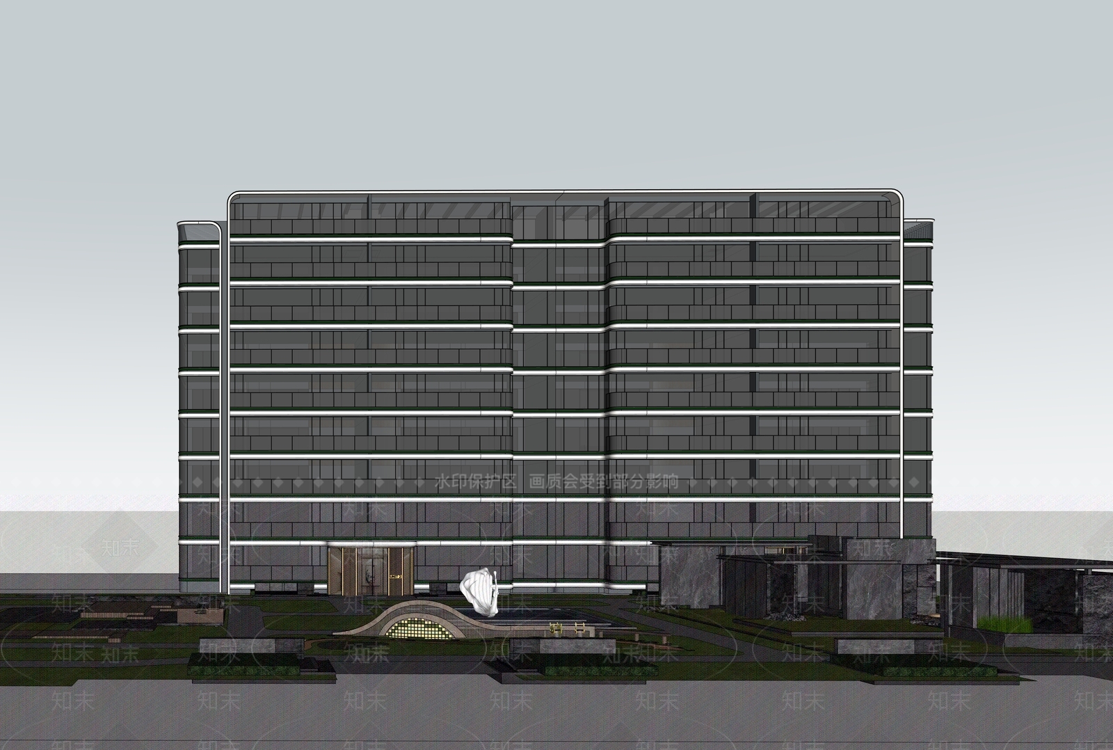现代极简高层住宅SU模型下载【ID:1174639225】