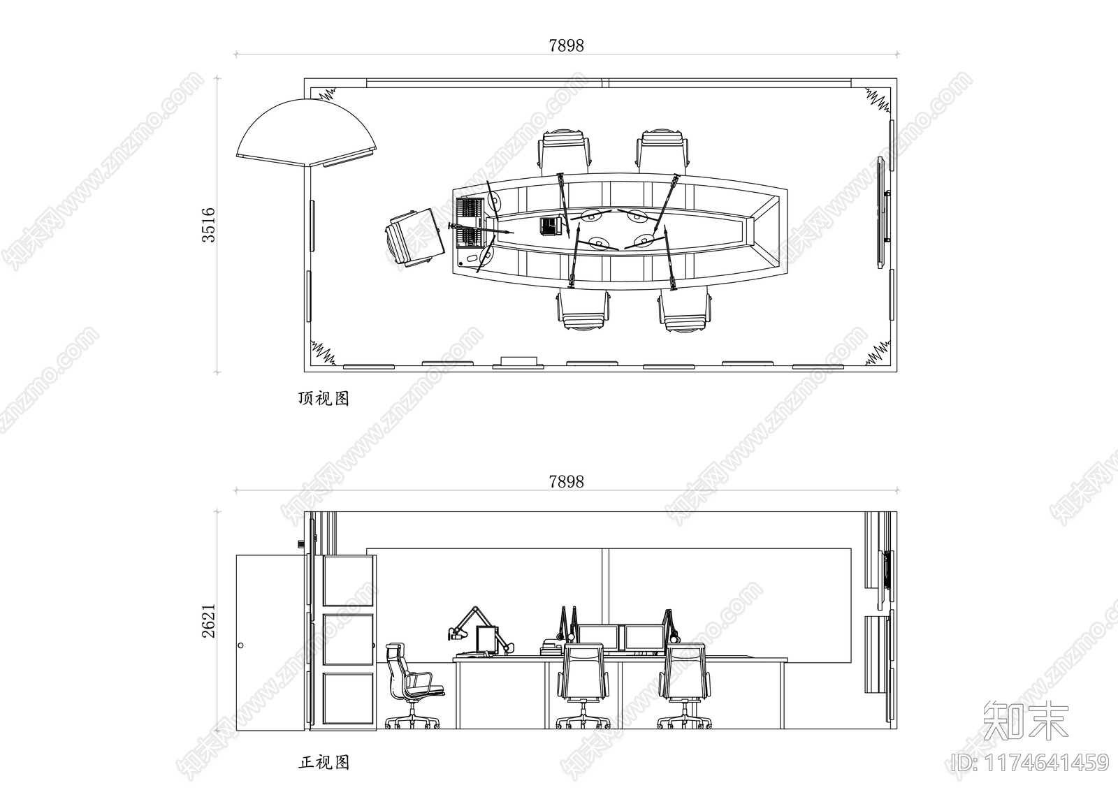 现代会议室施工图下载【ID:1174641459】
