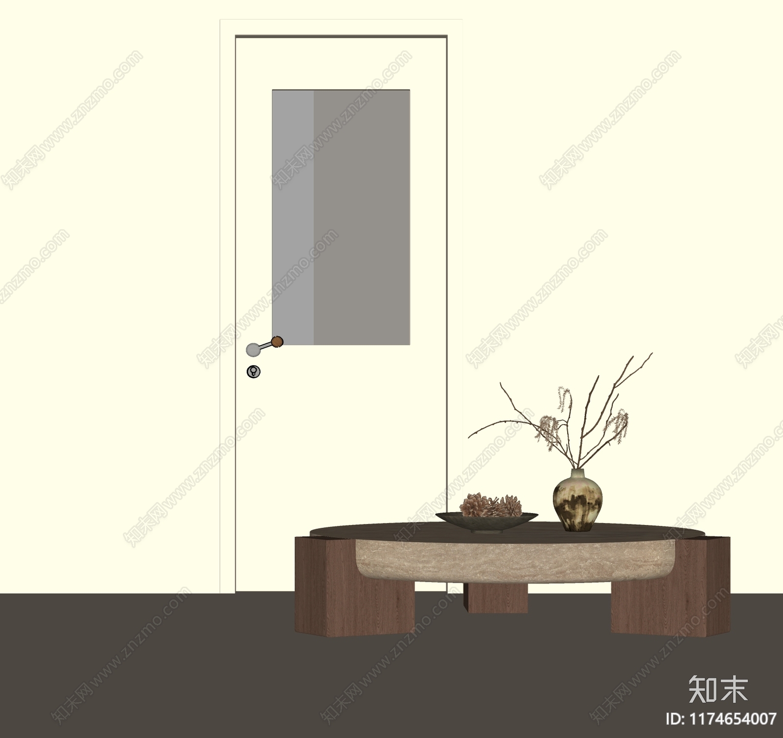 侘寂中古茶几SU模型下载【ID:1174654007】