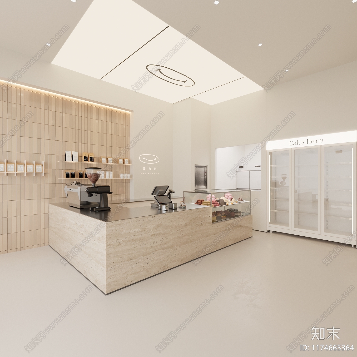 简约极简甜品面包店3D模型下载【ID:1174665364】