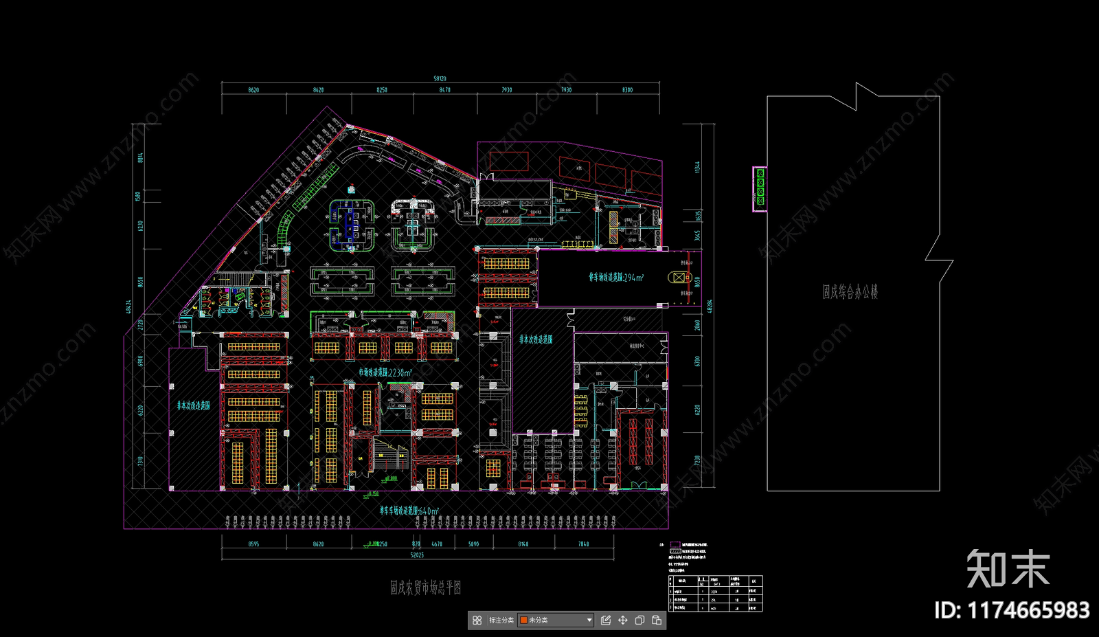 现代农贸市场cad施工图下载【ID:1174665983】