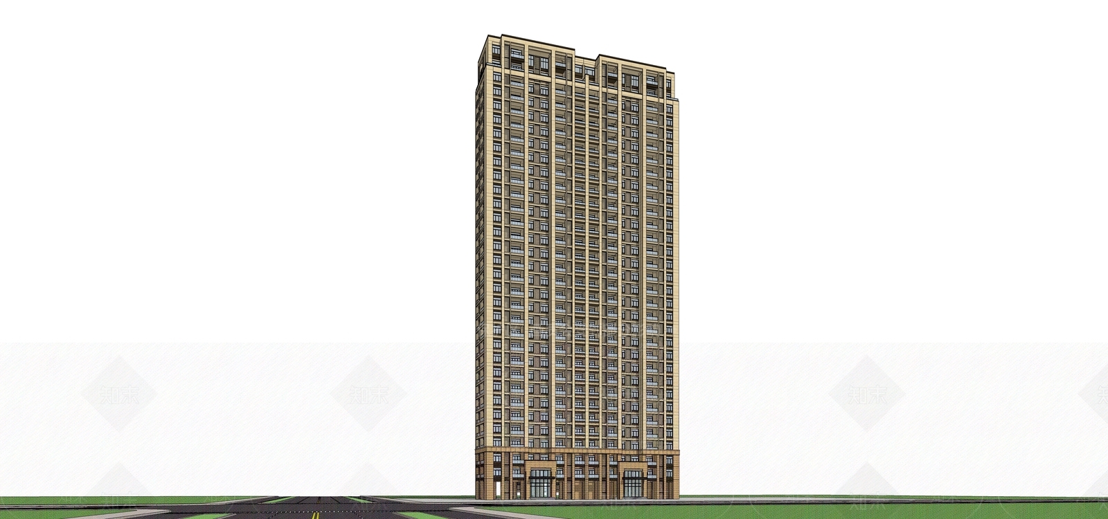 现代高层住宅SU模型下载【ID:1174675461】