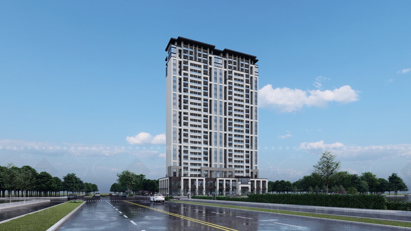 现代高层住宅SU模型下载【ID:1174678614】
