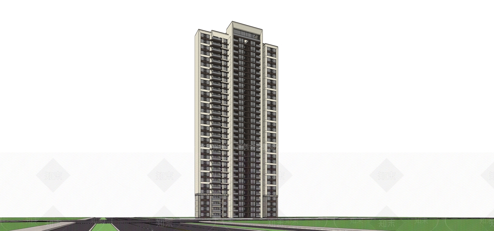 现代高层住宅SU模型下载【ID:1174685557】