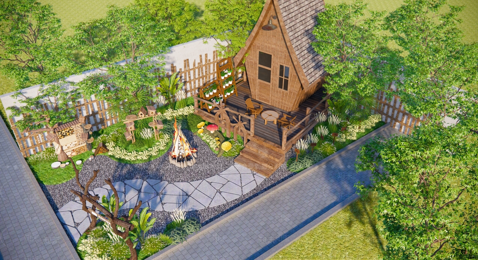 新中式乡村庭院SU模型下载【ID:1174689439】