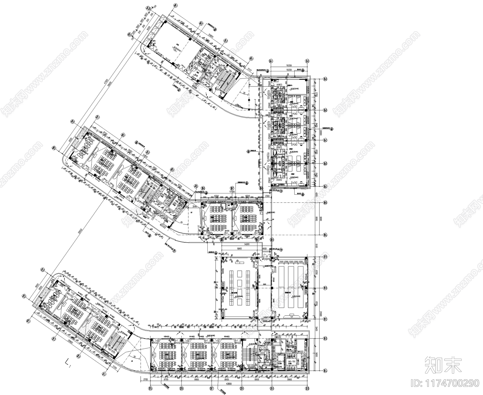 现代学校建筑cad施工图下载【ID:1174700290】