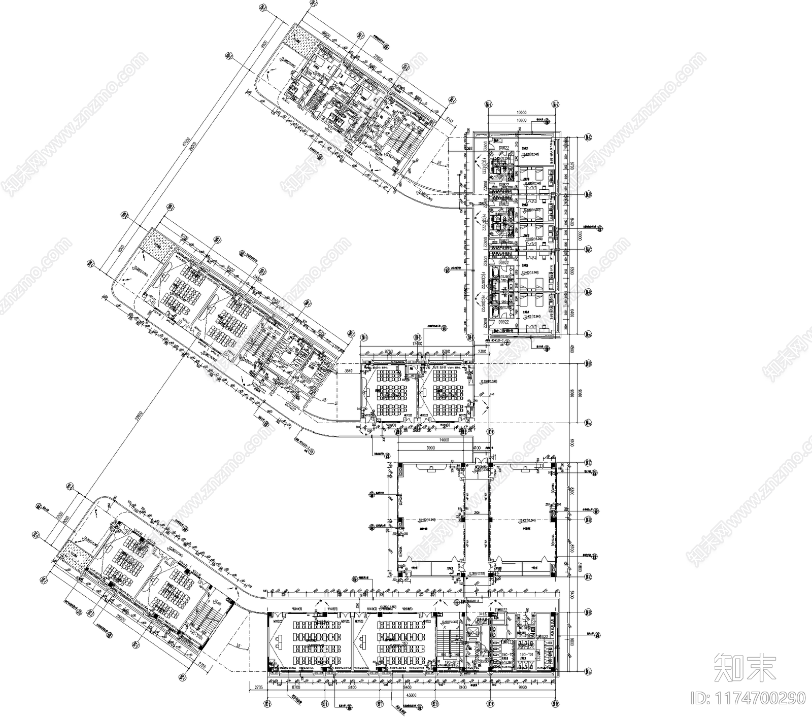 现代学校建筑cad施工图下载【ID:1174700290】