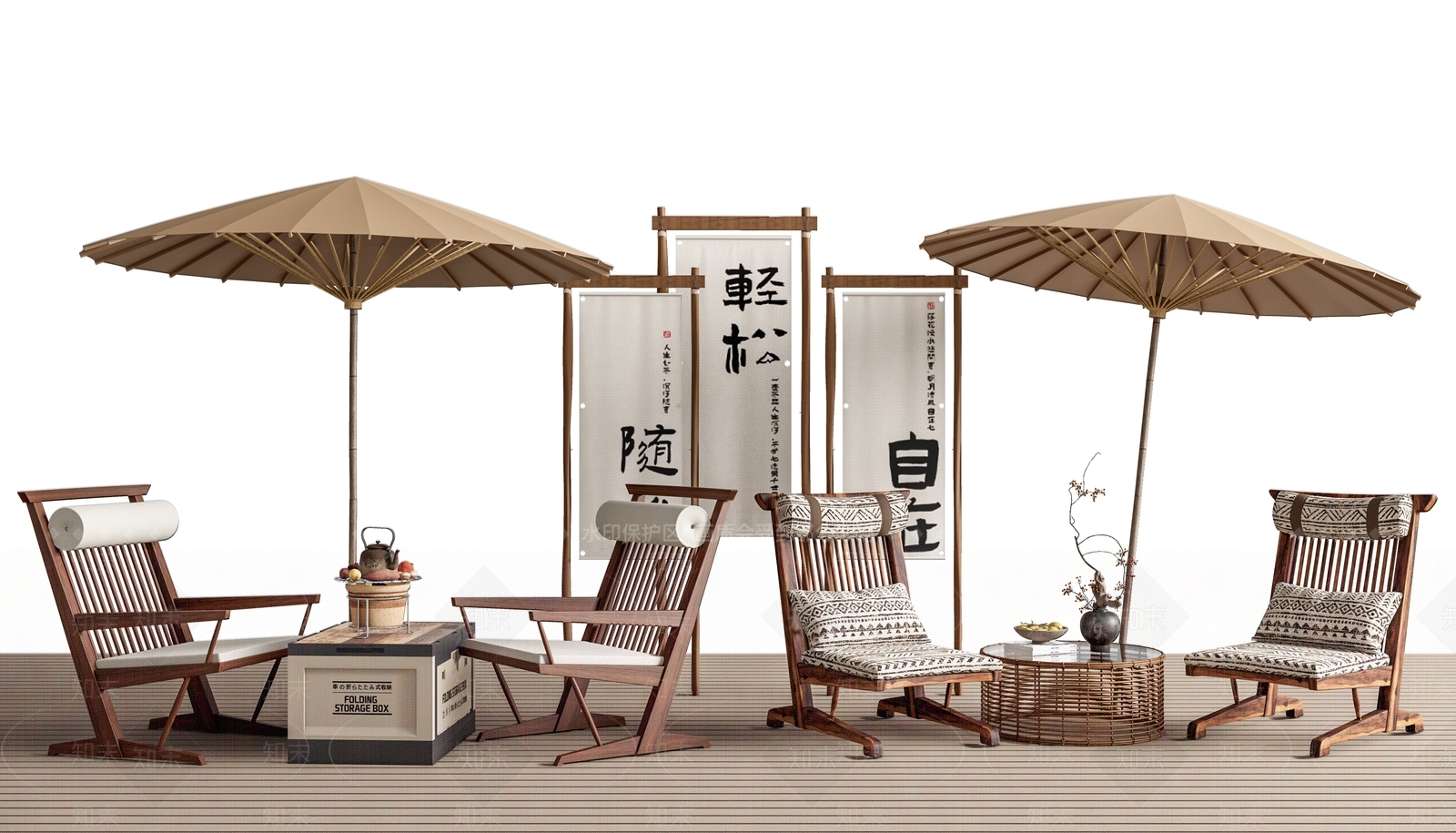 中式户外桌椅SU模型下载【ID:1174711155】