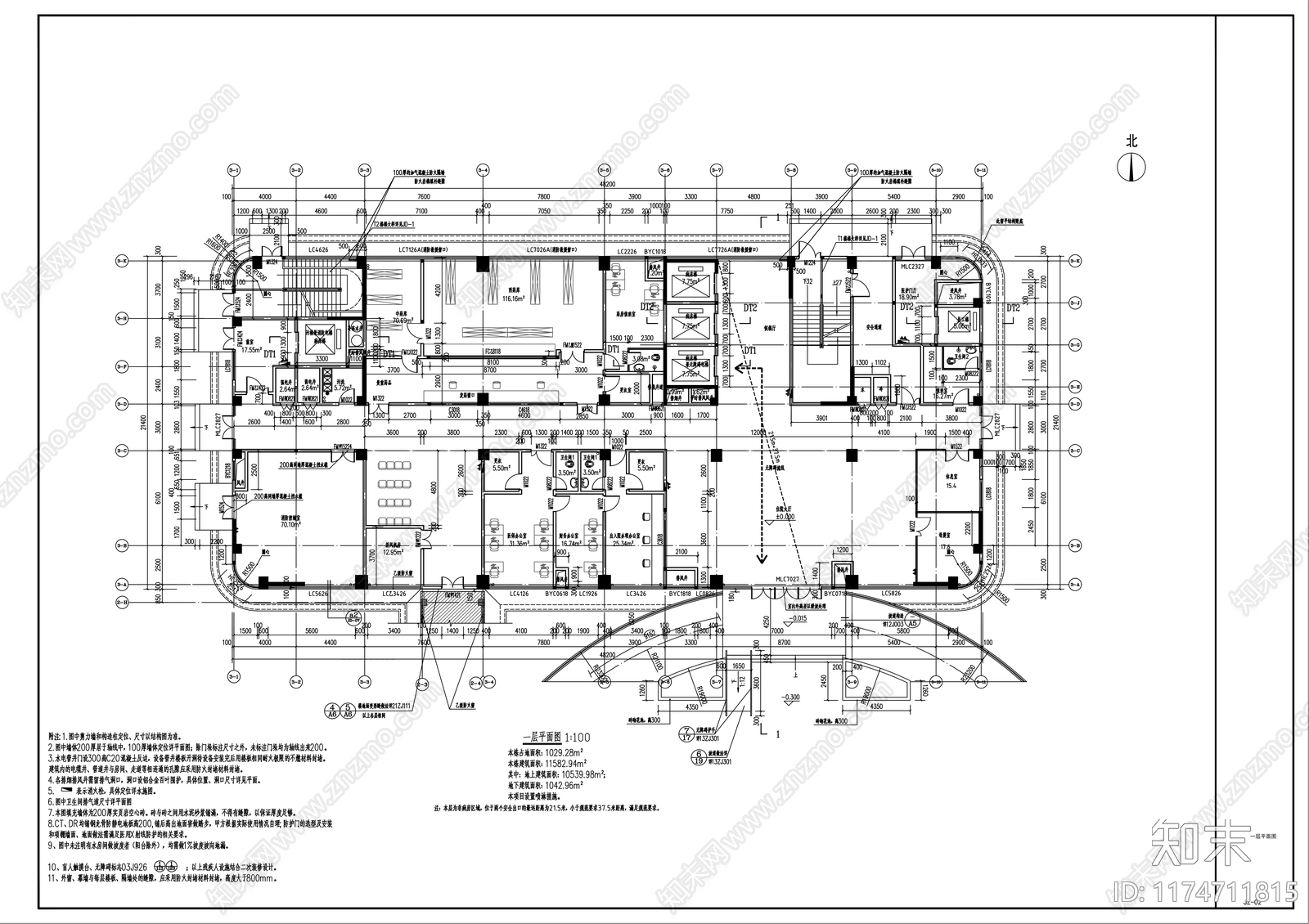 现代医院建筑cad施工图下载【ID:1174711815】