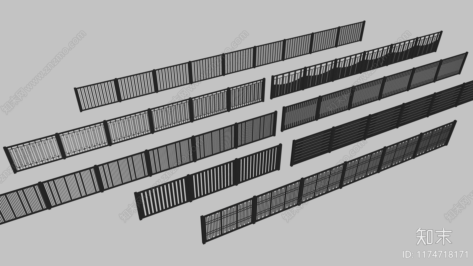 现代围栏护栏SU模型下载【ID:1174718171】
