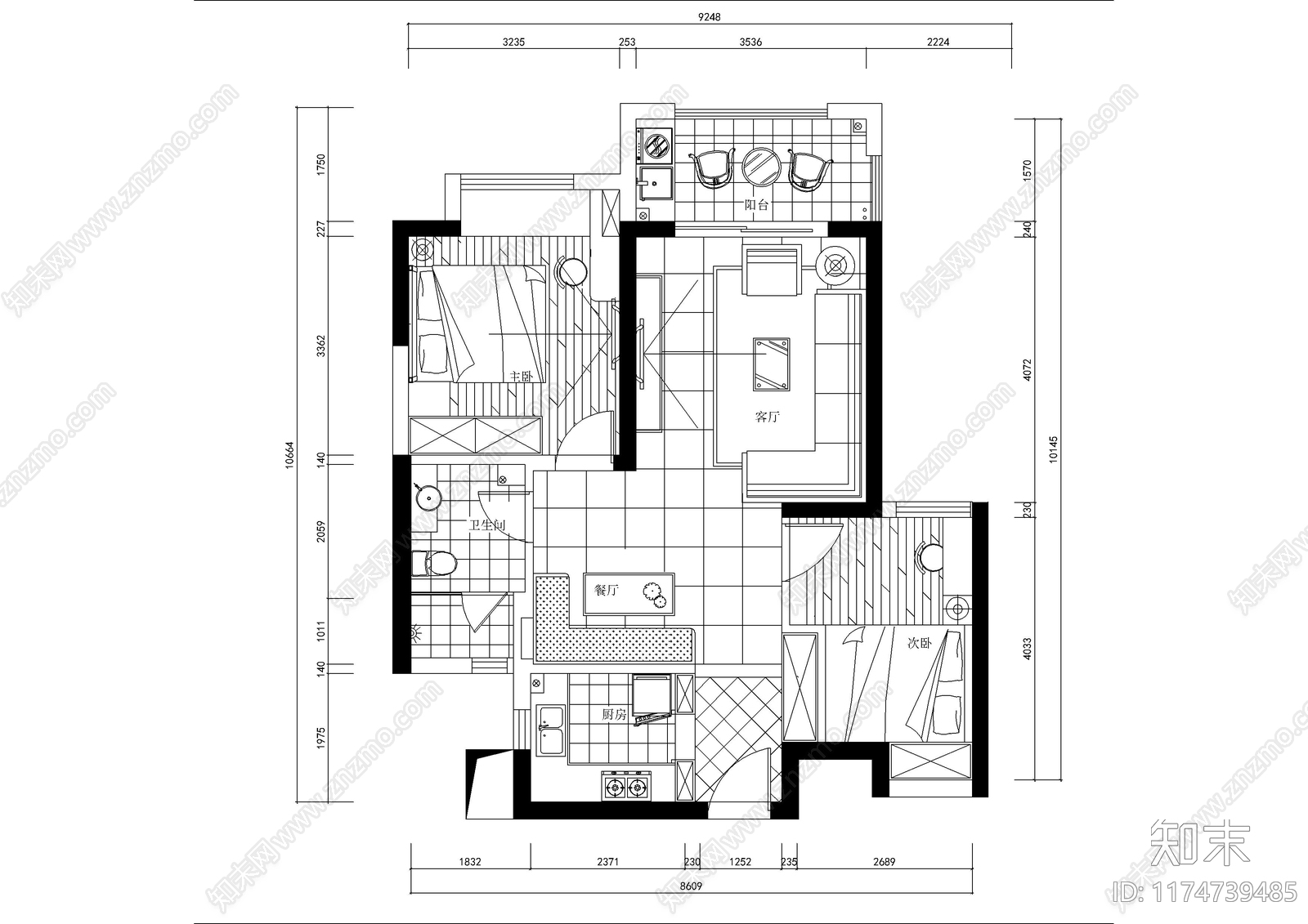 平层cad施工图下载【ID:1174739485】