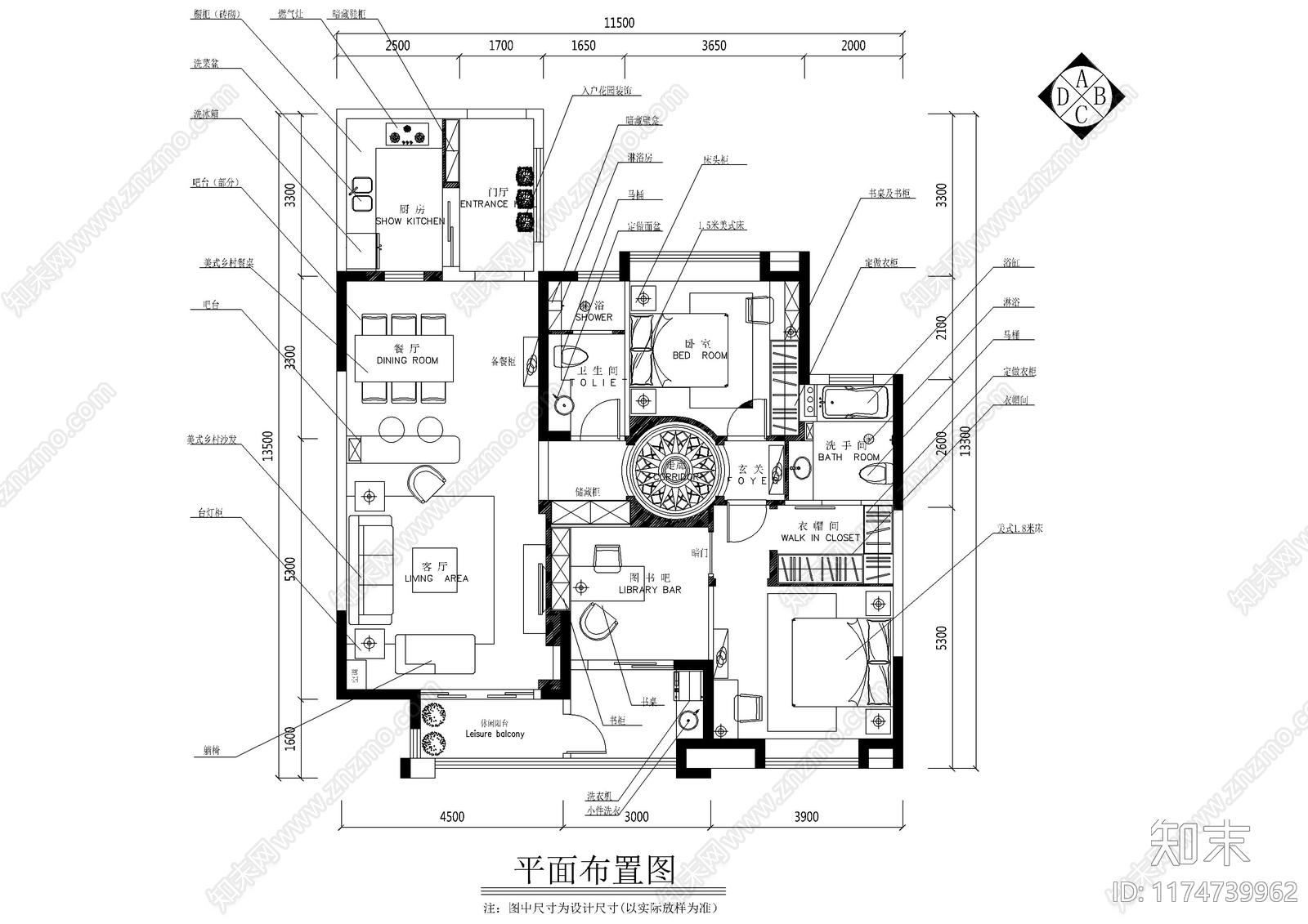 平层cad施工图下载【ID:1174739962】