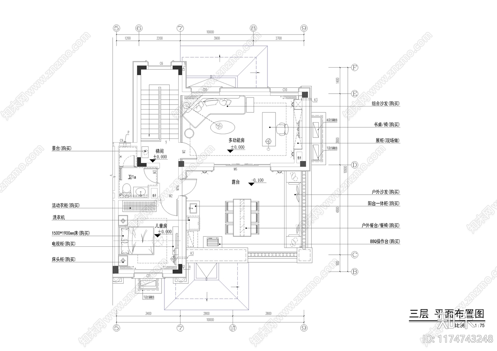 平层cad施工图下载【ID:1174743248】