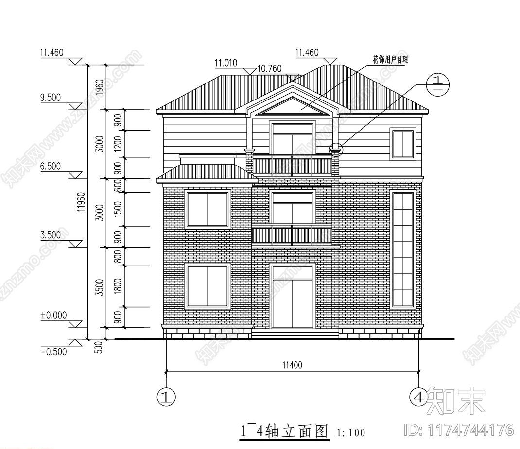 现代别墅建筑cad施工图下载【ID:1174744176】