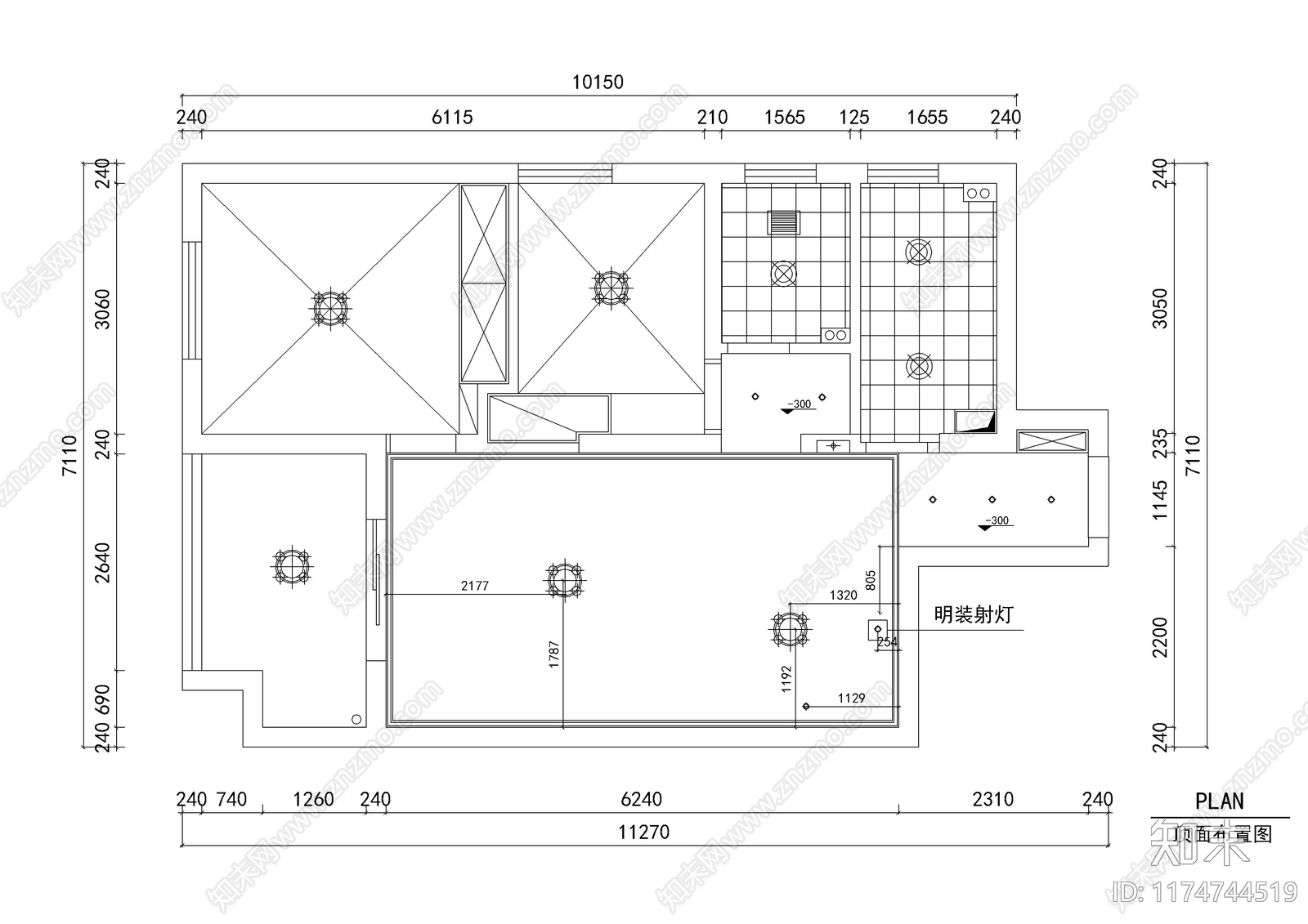 平层cad施工图下载【ID:1174744519】