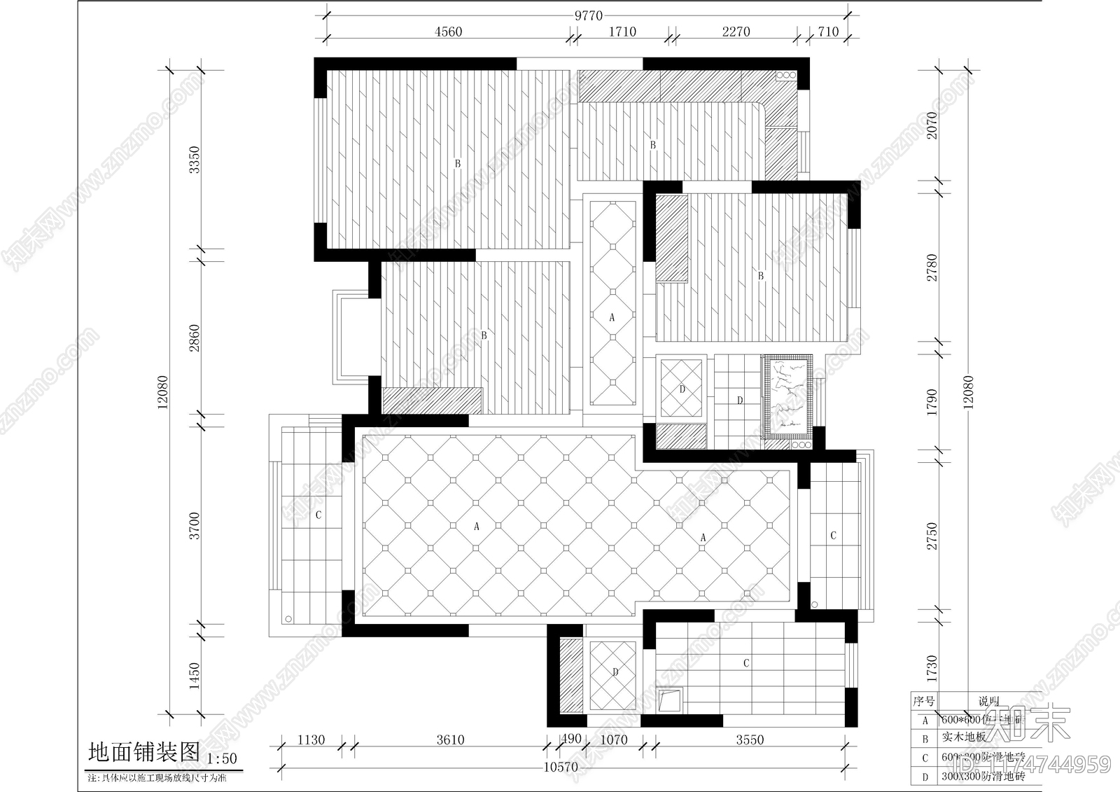 平层cad施工图下载【ID:1174744959】