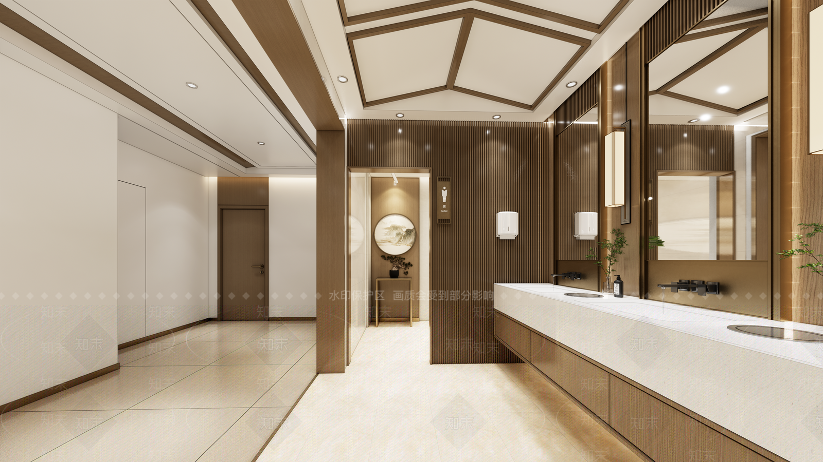 新中式中式公共卫生间SU模型下载【ID:1174745821】