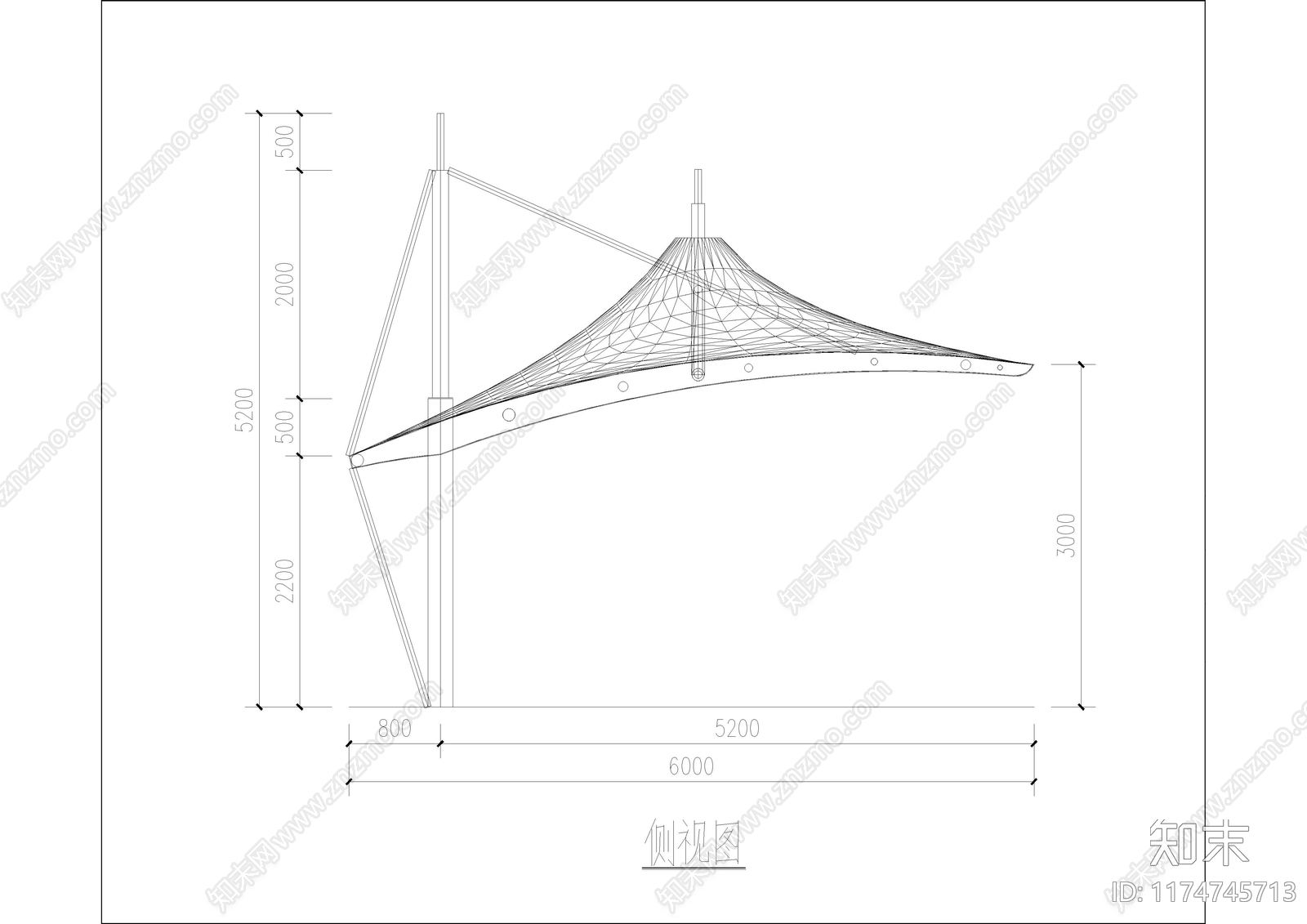 现代雨棚施工图下载【ID:1174745713】