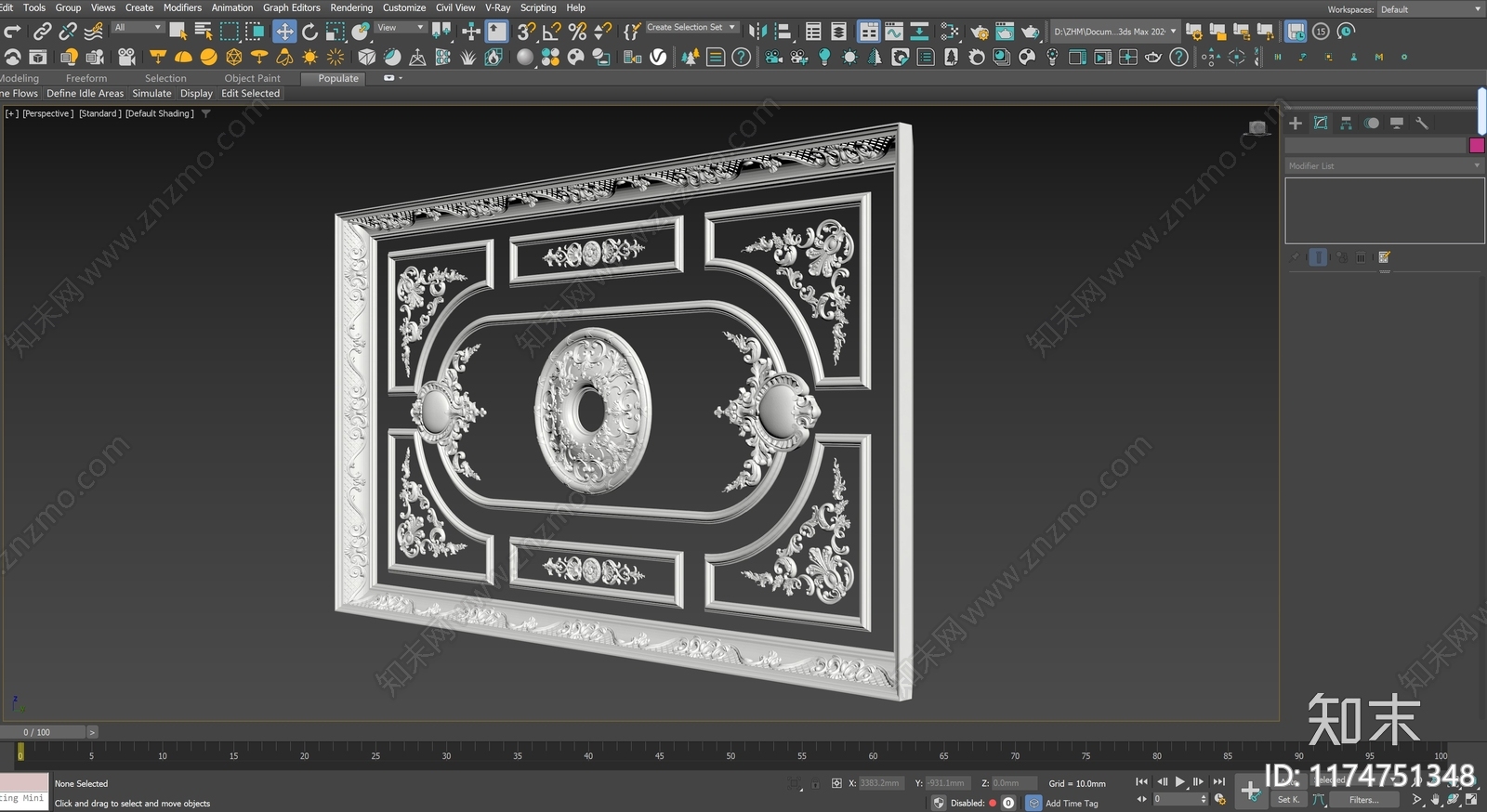 法式复古吊顶3D模型下载【ID:1174751348】