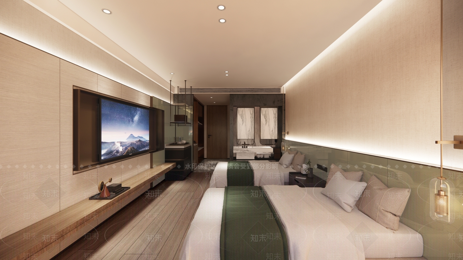 现代酒店客房SU模型下载【ID:1174754215】