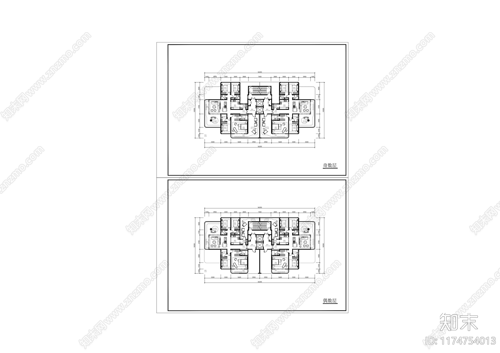 现代住宅楼建筑cad施工图下载【ID:1174754013】