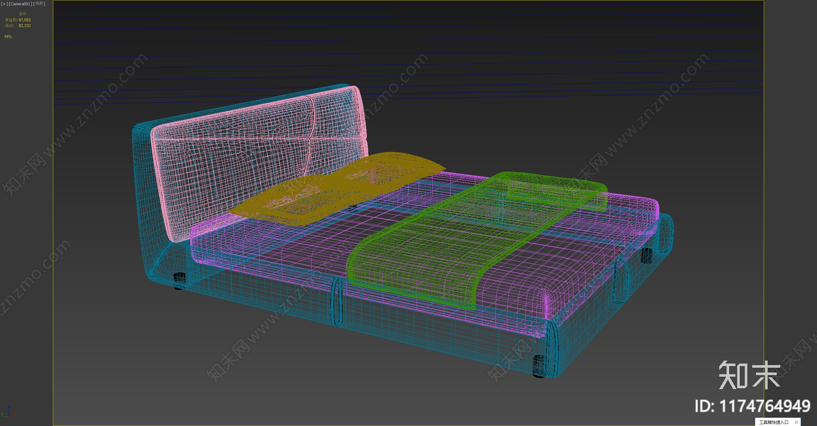 现代极简双人床3D模型下载【ID:1174764949】