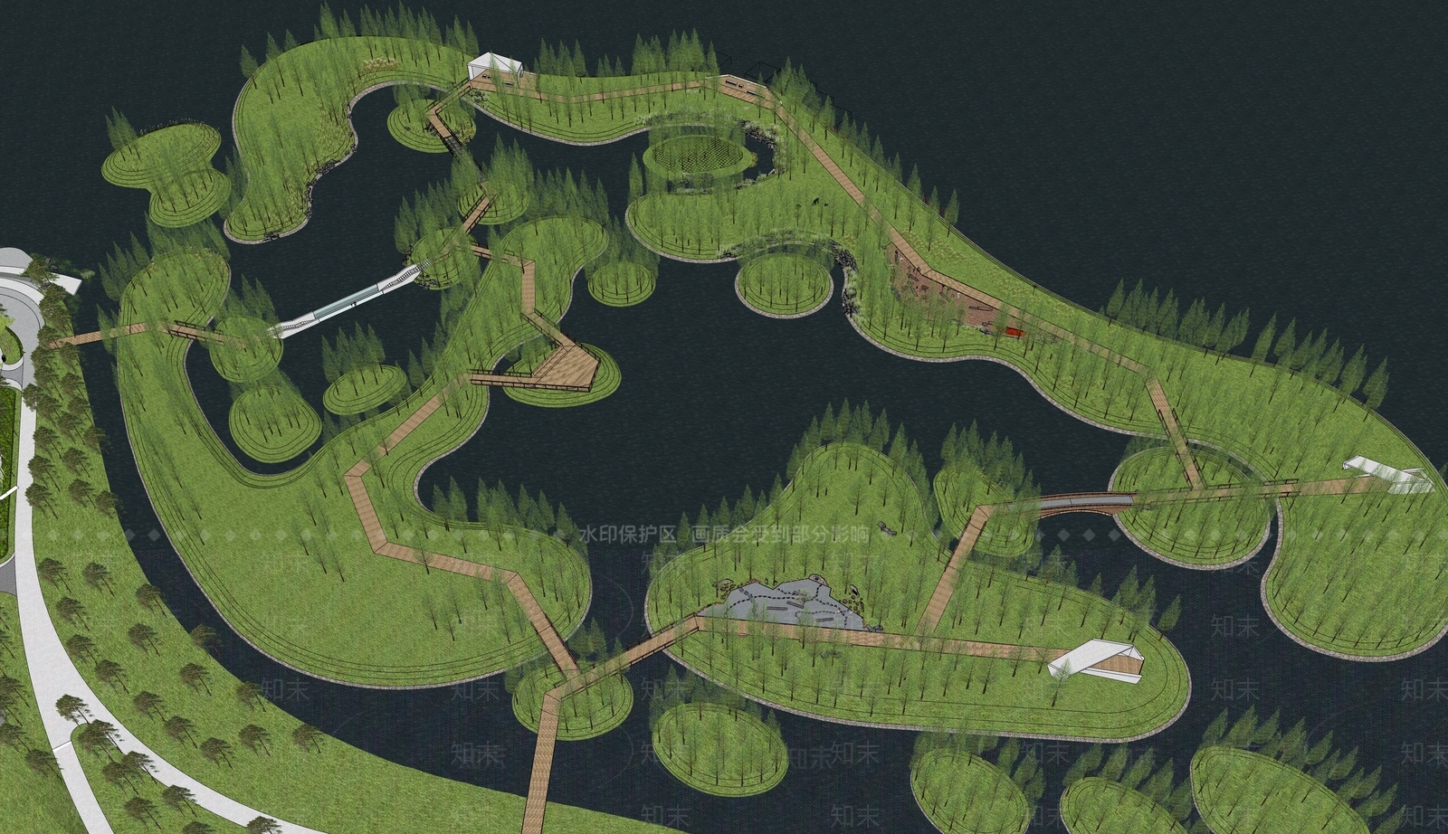 现代景观公园SU模型下载【ID:1174767153】